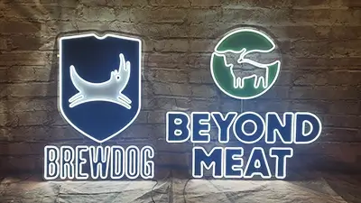 Brewdog and Beyond Meat neon signs