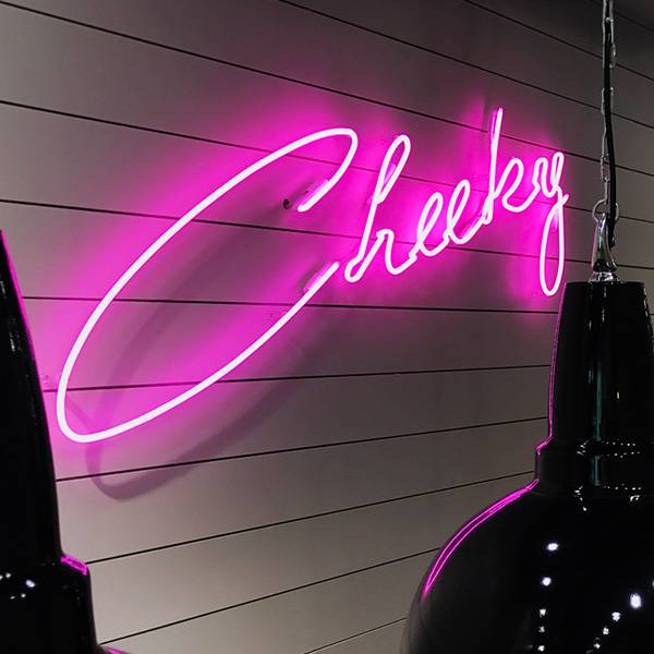 neon light luminous pink cheeky