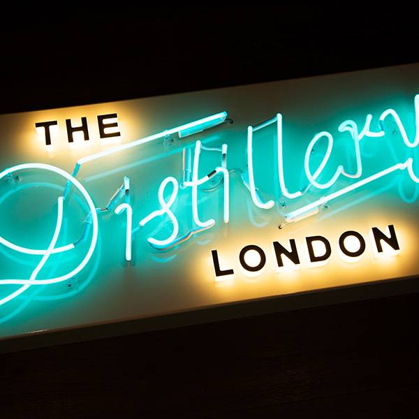 Neon light sign vintage The Distillery London