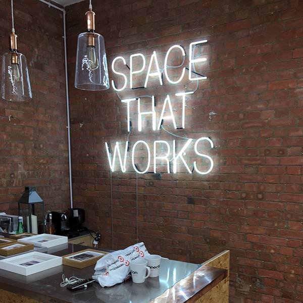 Neon light sign white space that works